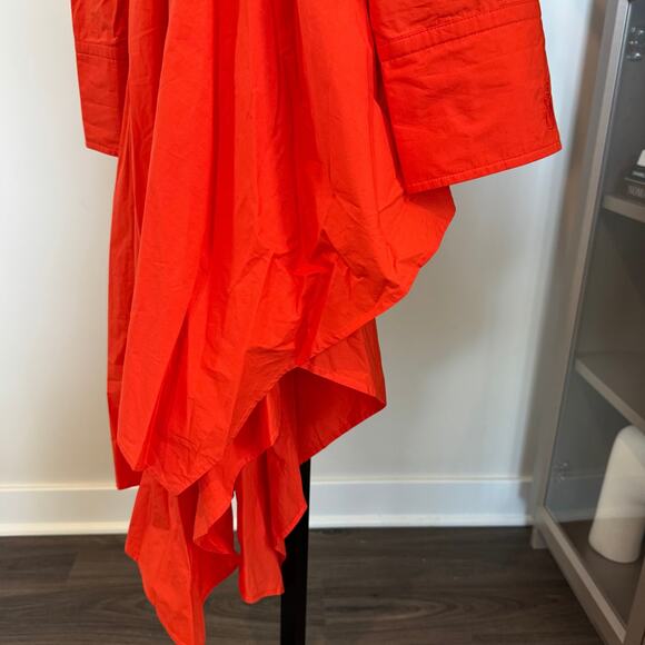JW Anderson Asymmetric Cutout Midi Dress NEW Slit Detail V-Neckline Red Orange 2 - Picture 5 of 7